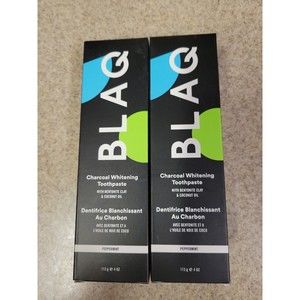 2 X Blaq Whitening Toothpaste 4 Oz Peppermint Activated Charcoal Bentonite Clay
